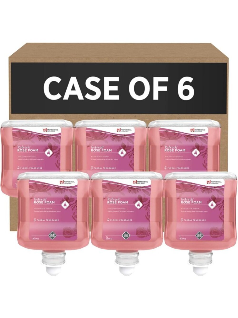 Refreshing Rose Foam Hand Soap - 1L, 6-Pack | Luxurious Moisturizing Cleanser